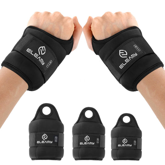ELEAMY Wrist Weights with Thumb Loops Lock for Women & Men, 0.5lb*2/1lb*2/1.5lb*2/2lb*2/3lb*2,Premium Ice Silk Fabric,Comfortable & Tear Resistant for Walking,Running,Fitness and More（1.5lb*2 Black）