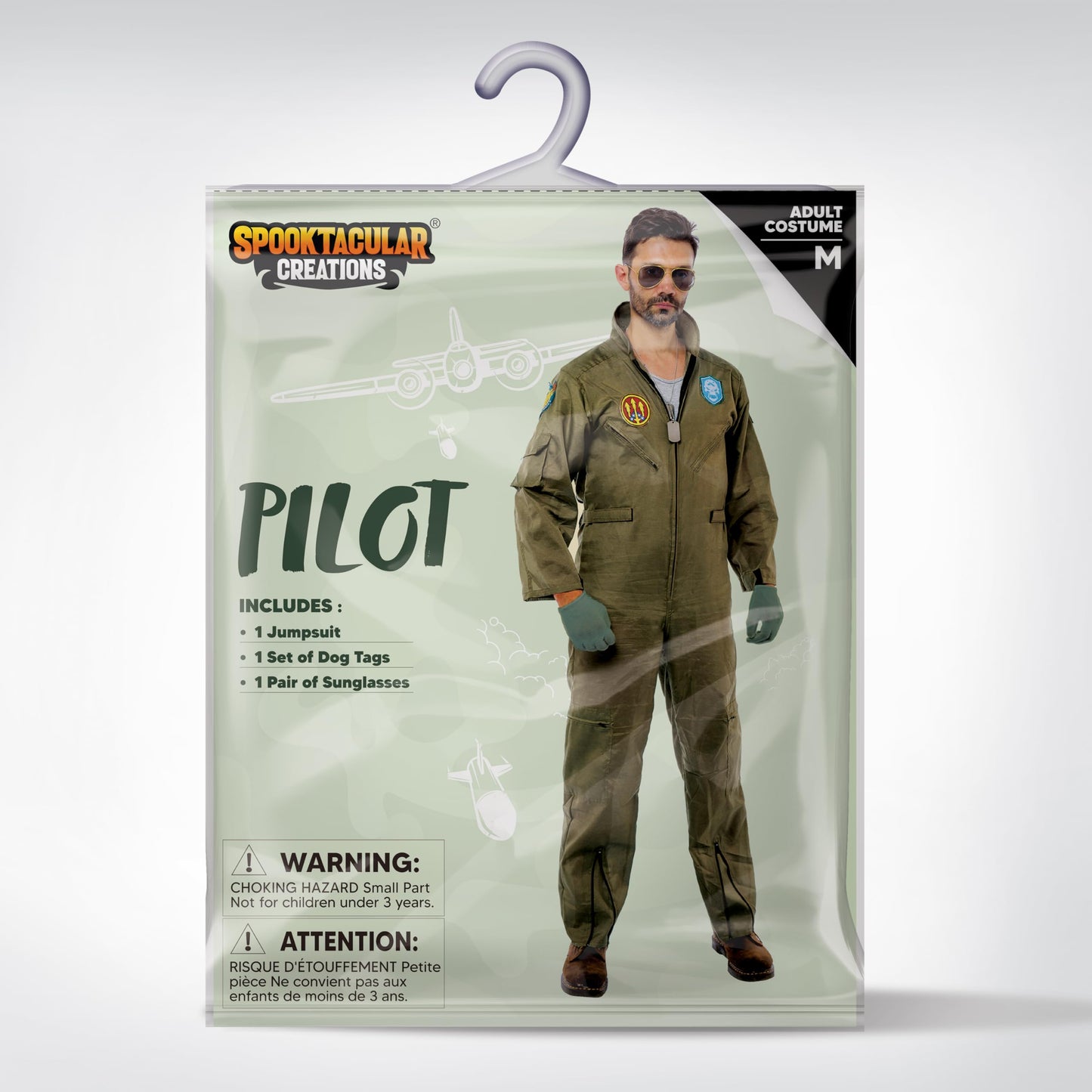 Spooktacular Creations Halloween Flight Suit Men, Fighter Pilot Costume Men for Adult Halloween Dress Up Party Cosplay, Role-Playing Cosplay Party (X-Large)