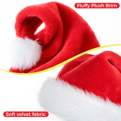 JUANANIUG Christmas Santa Hat Adult: Xmas Holiday Hat for Women and Men - Extra Thicken Classic Fur for Christmas New Year Festive Holiday Party Supplies