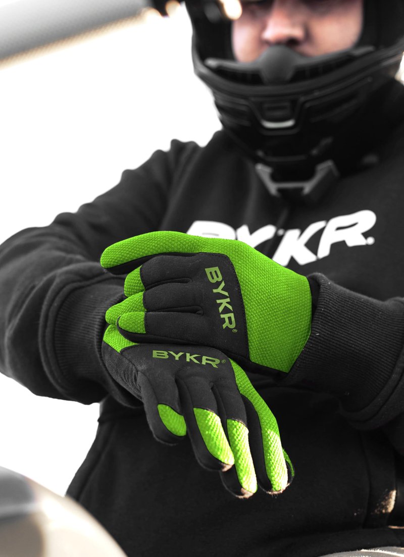 BYKR All-Weather Motorcycle Gloves for Men & Women – Protection for Dirt Bike, BMX, MX, and ATV Riding – FL Green M