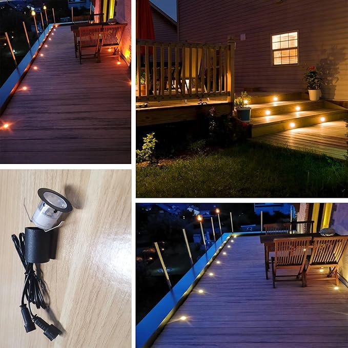 LED Recessed Deck Light Kits with Protecting Shell,LED Outdoor Landscape Lighting IP67 Waterproof,DC 12V Low Voltage for Garden,Yard,Stair,Patio,Kitchen Decoration In Ground(10pcs,Warm White)