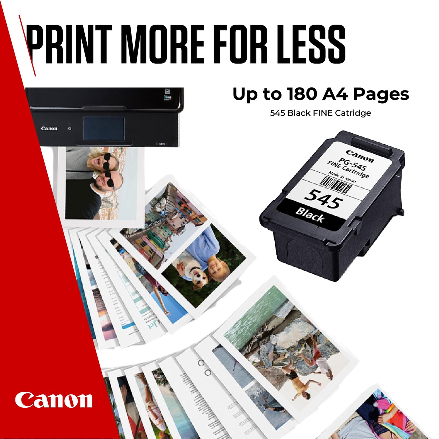Canon Ink - PG-545 Genuine Black Printer Ink Cartridge - Prints Up to 180 A4 Pages (1 x Cartridge)