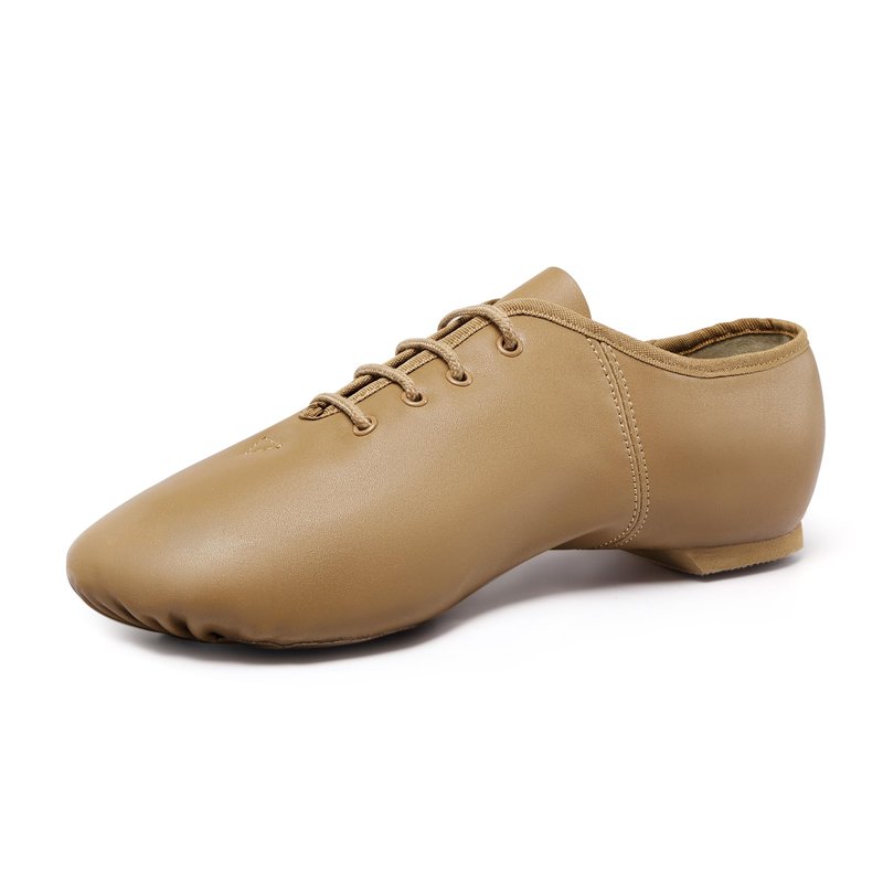 Linodes Leather Lace Up Unisex Jazz Shoe for Women and Men's Dance Shoes Brown 8.5M UPD