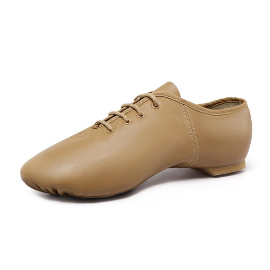 Linodes Leather Lace Up Unisex Jazz Shoe for Women and Men's Dance Shoes Brown 8.5M UPD