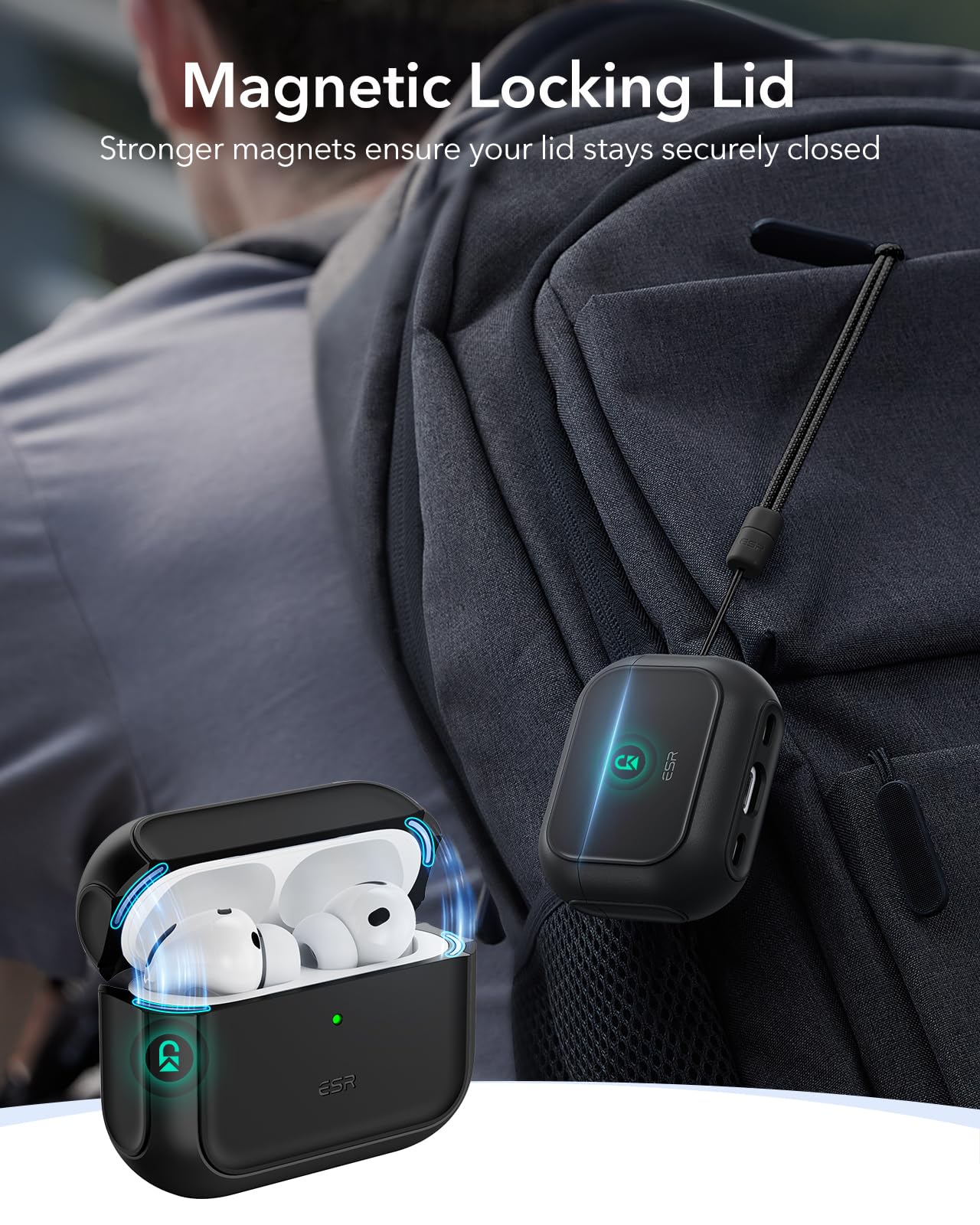 ESR for AirPods Pro 3 Case, Compatible with AirPods Pro Case 3rd Generation (2025), Compatible with MagSafe, Full Drop Protection Cover with Lanyard, Black