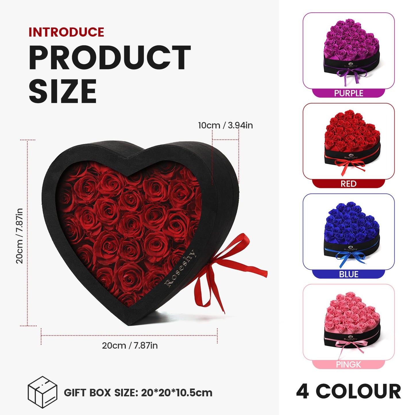 Valentines Day Flowers Roses Gifts for Her,16pcs Red Forever Preserved Roses in Heart Shape Gift Box,Valentines Day Delivery Prime Gifts-Roses Gifts for Women,Mom.