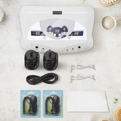 Ionic Foot Bath Detox Machine, Foot Detox Mahcine SPA for 2 Users with MP3 Music Player, Including 2 Earphones, 2 Wrist Straps, 2 Arrays, 5 Foot Basin Liners