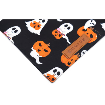 Realeaf Halloween Dog Bandanas 2 Pack, Reversible Orange Pumpkin Pet Scarf for Boy and Girl, Premium Durable Fabric, Holiday Bandana for Small Medium Large and Extra Large Dogs (Small)