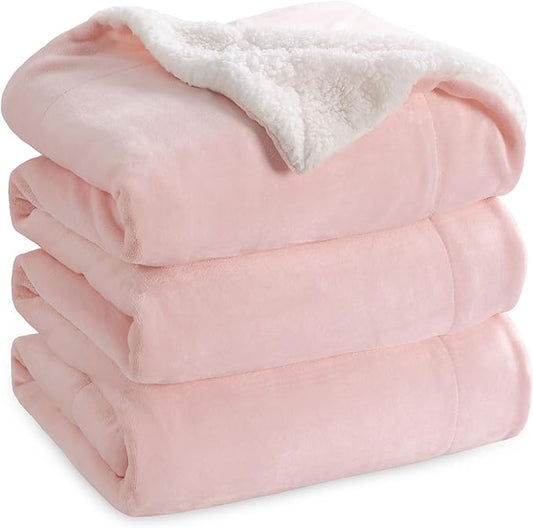 Bedsure GentleSoft Sherpa Fleece Blankets Queen Size for Bed - Thick and Warm Throw for Girls, Soft Fuzzy Plush Queen Blanket for Winter, Pink, 90x90 Inches