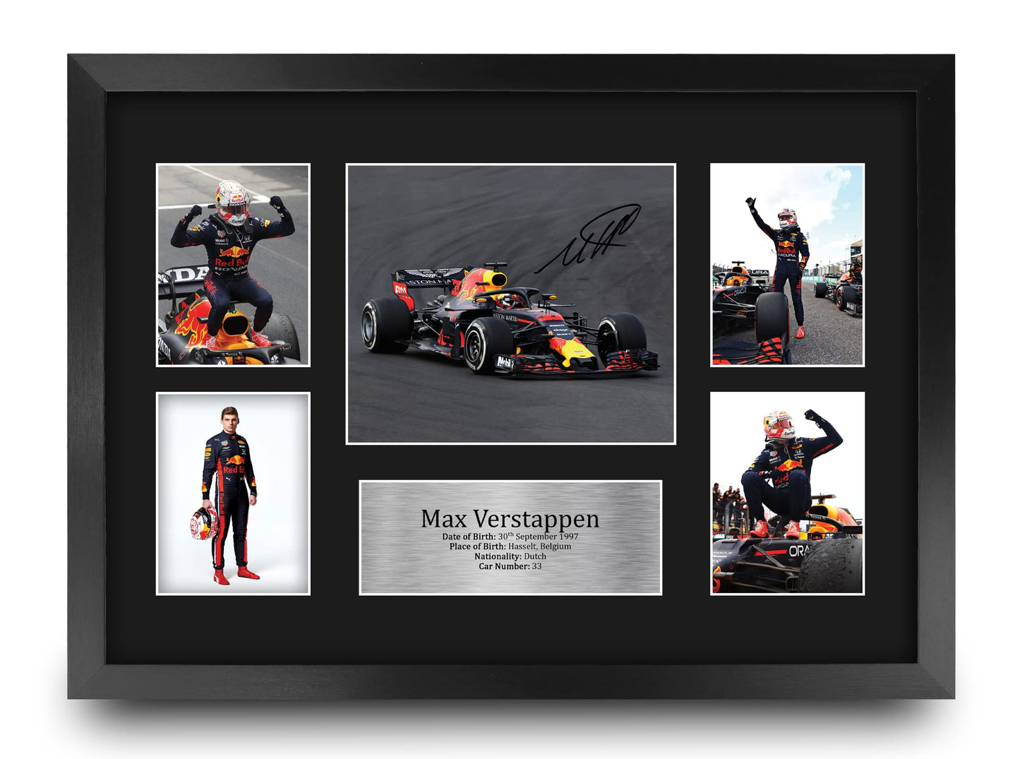 HWC Trading FR A3 Max Verstappen Gifts Printed Signed Autograph Presentation Display for F1 Formula 1 Racing Fans - A3 Framed