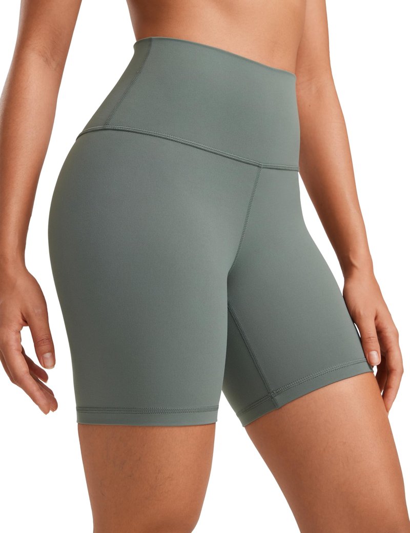 CRZ YOGA ButterLuxe Biker Shorts 6" - High Waisted Workout Running Volleyball Spandex Yoga Womens Grey Sage X-Small
