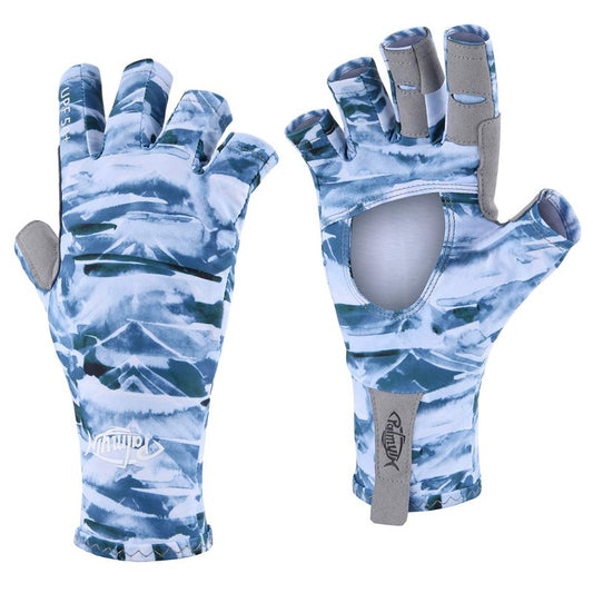 Palmyth UV Protection Fishing Fingerless Gloves UPF50+ Sun Gloves Men Women for Kayaking, Hiking, Paddling, Driving, Canoeing, Rowing (Air Mountain Sky, X-Small)