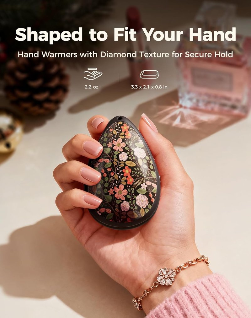 Rechargeable Hand Warmers for Women - Portable Diamond-Shape Electric Heater | 2 Pack, Stylish Design for Hiking & Camping