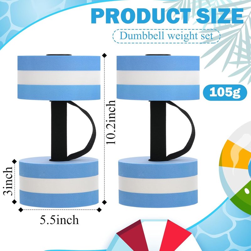 Water Dumbbells for Pool Exercise | EVA Foam Resistance Weights with Handle for Aqua Therapy & Fitness
