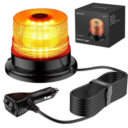 Justech 12/24V Flashing Beacon 40W 40 LED Emergency Warning Strobe Light Amber Strobe Lights 7 Flash Modes Waterproof with Magnetic Base for Truck Vehicle