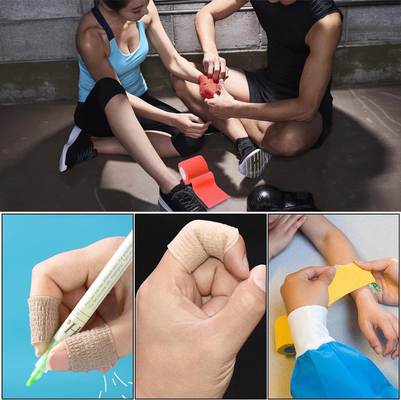 Self-Adhesive Bandage Wraps - 6pcs 2in Vet Wraps for Sports Injuries | 12 Color Options, 5 Yards Each