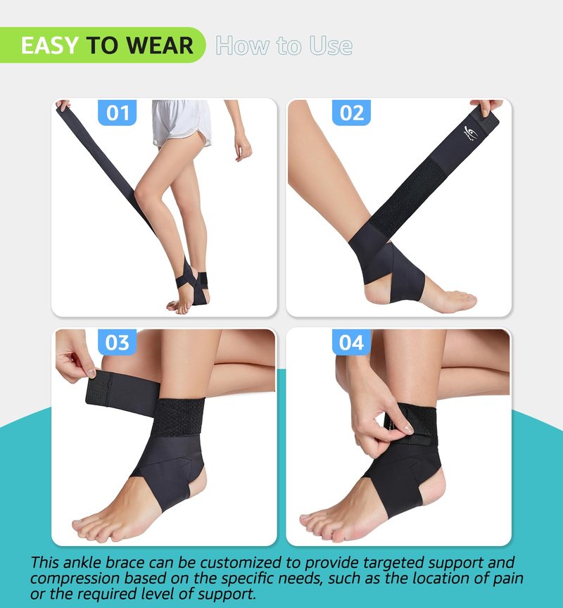 HiRui Ultrathin High-Elastic Ankle Wraps Ankle Brace for Men Women Kids, Adjustable Ankle Straps for Running, Football, Basketball, Sprains, Arthritis, Plantar Fasciitis (Black, Medium (Pack of 2))