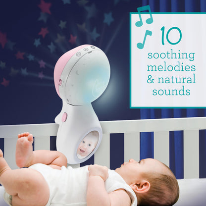 Infantino 3-in-1 Projector Musical Mobile, Convertible Mobile, Table & Cot Light Projector with Wake-Up Mode to Simulate Daylight, Includes 6 Melodies & 4 Nature Sounds, Dusty Rose