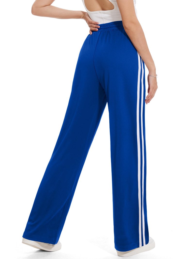 Tapata Tall Women's 34" Inseam Active Track Pants Striped Loose Fit Running Sporty Bottoms Travel Athletic Jogging, Blue, XL