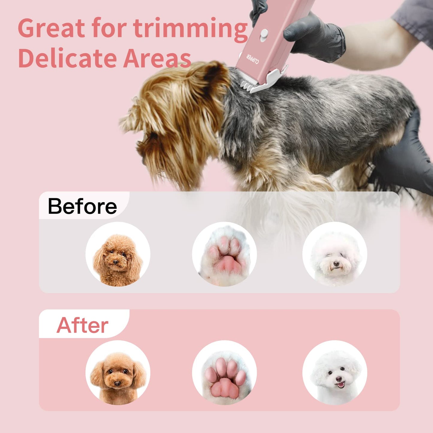 Founouly Home Professional Dog Grooming Kit Clipper Low Noise USB Rechargeable for Dog Cat