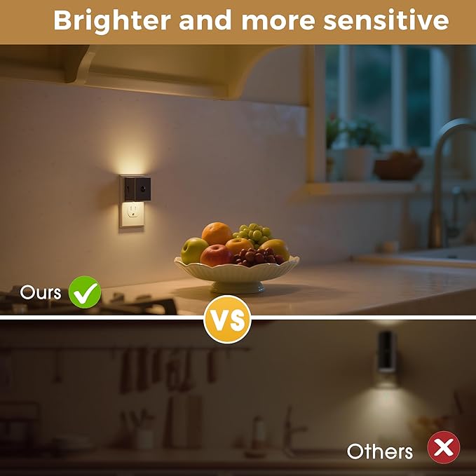 L LOHAS LED Motion Sensor Night Light, [2-Pack] Motion Activated Night Light, Motion Sensor and Dusk to Dawn Sensor, Brightness Adjustable, 3000K Soft White Nightlight for Bathroom Hallway Kitchen