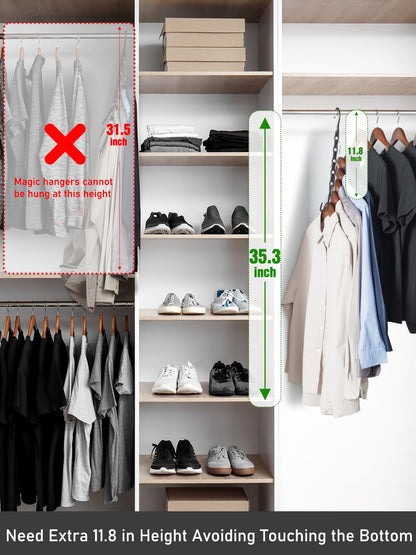 HOUSE DAY Black Magic Space Saving Hangers 10 Pack, Premium Smart Hanger Hooks, Sturdy Cascading Hangers with 5 Holes for Heavy Clothes, Closet Organizers and Storage, College Dorm Room Essentials