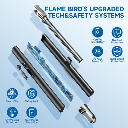 Flame bird 2 Pack Electric Candle Lighter Flameless Arc Windproof Flexible Long Neck USB Rechargeable Lighter for BBQ Grill Fireworks Camping. (Black)
