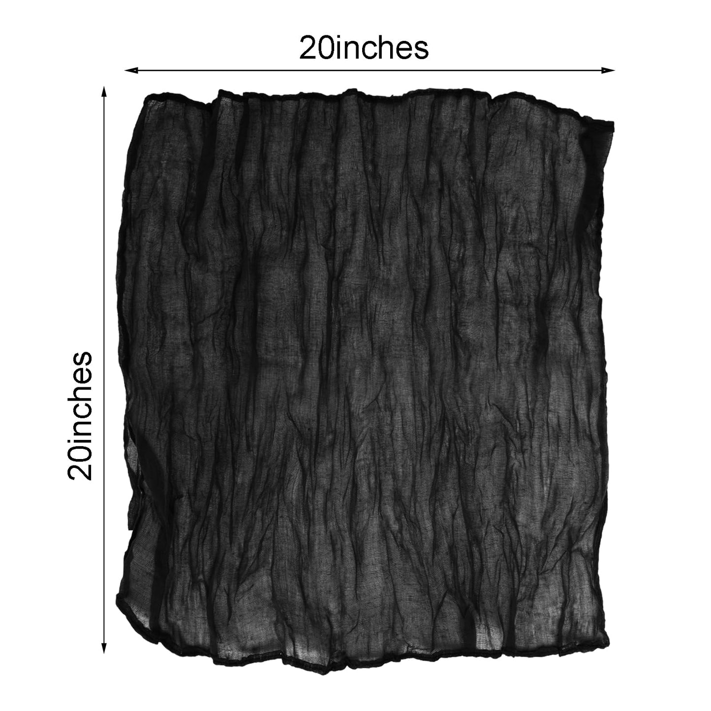 Nydotd 6pcs Halloween Cheesecloth Napkins 20 x 20 Inch Boho Dinner Napkins Wrinkled Rustic Linen Table Decorative Cloth Napkins for Wedding Party Baby Shower Family Everyday Use Easter (Black)