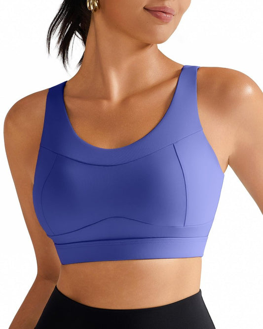 RUNNING GIRL High Impact Sports Bras for Women,Racerback Running Bra Workout Crop Tank Tops Longline Sports Bra Push up(WX2667 Violet S)