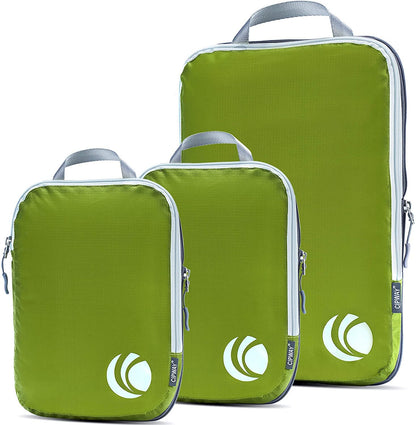 Cipway Compression Packing Cubes Set, Ultralight Expandable Travel Packing Organizers for Carry on Luggage (Green 3pcs)