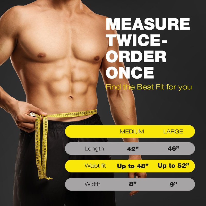 ActiveGear Premium Waist Trimmer Belt Slim Body Sweat Wrap for Stomach and Back Lumbar Support, Large: 9" x 46" - Yellow