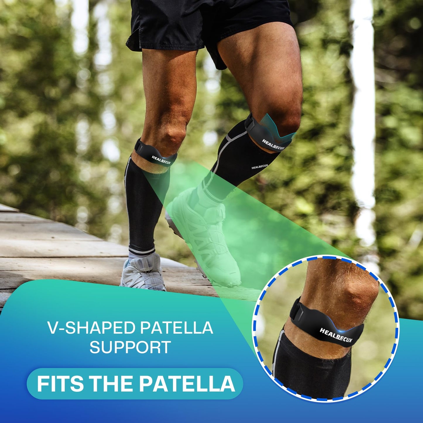 Healrecux Patella Band, Knee Strap Patella Tendon Support for Knee Pain & Tendonitis, Patella Stabilizer Knee Brace for Running, Basketball, Jumpers Knee, Tennis, Volleyball & Squats - Inky 1 Pack