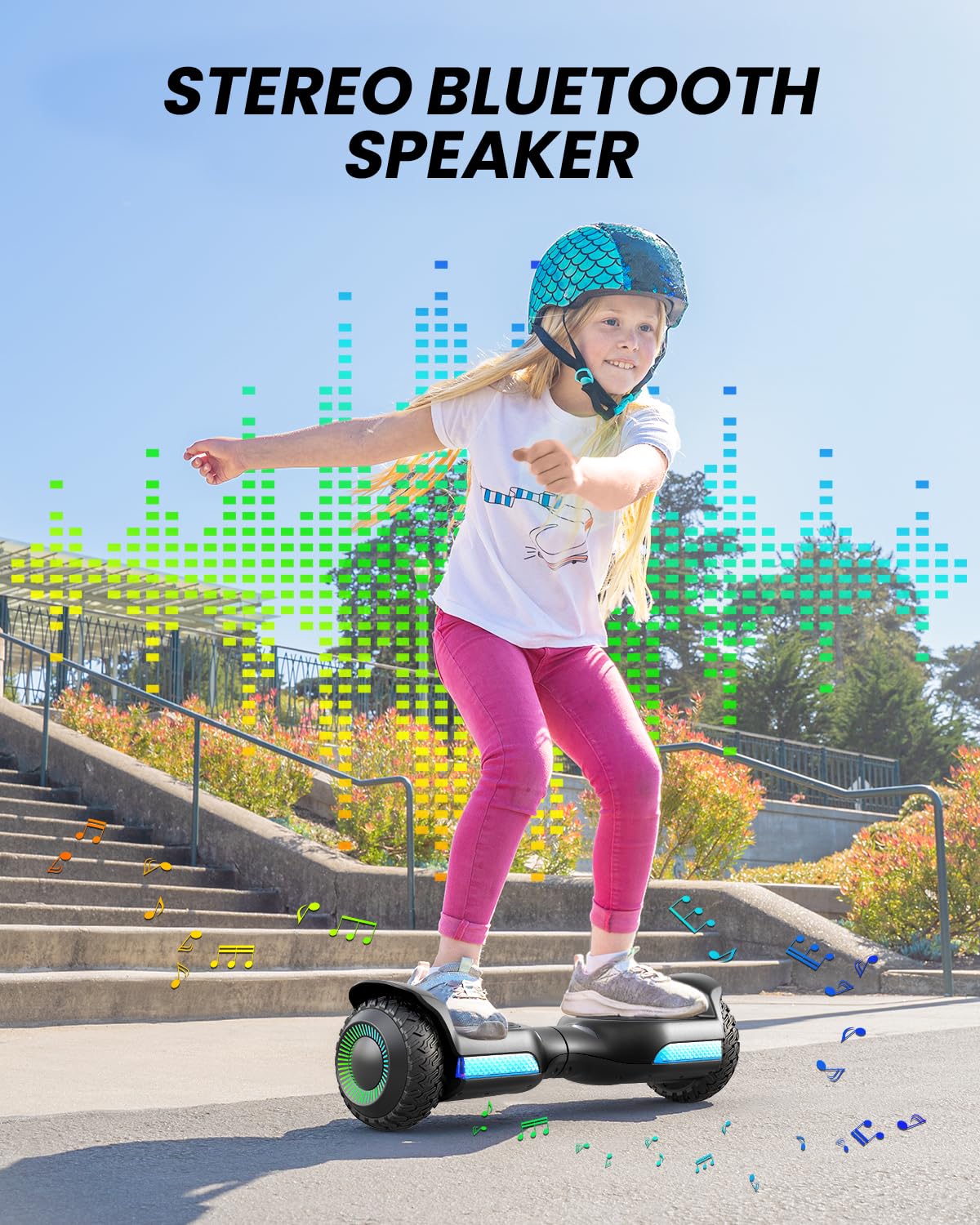 Gyroor Hoverboard New G13 All Terrain Hoverboard with LED Lights & Dual 250W motors, Self Balancing Off Road Hoverboards with Bluetooth for Kids ages 6-12 and Adults-Black