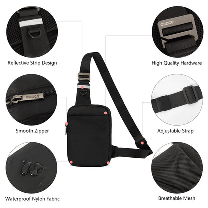 OSOCE Small Sling Bag for Men Women with RFID Pocket, Anti Theft Crossbody Chest Bag Casual Daypack Travel Bag for Hiking Shopping