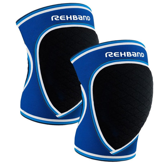Rehband Knee Pads for Volleyball, Handball & Indoor Sports, Neoprene Knee Sleeve Protector, Comfortable & Snug Fit, Shock-absorbing Sports Knee Pads Unisex, Colour:Blue - 1 Pair, Size:Medium