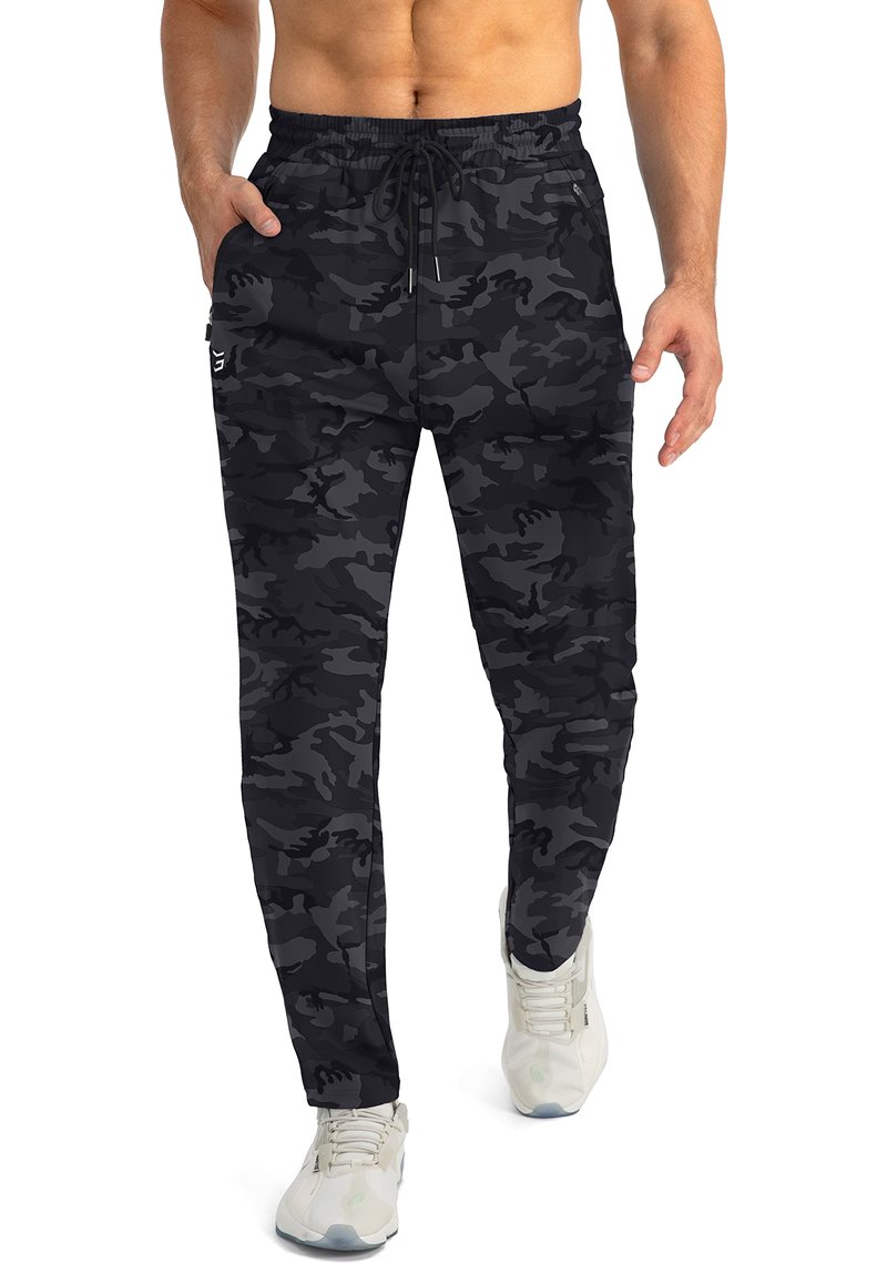 G Gradual Men's Sweatpants with Zipper Pockets Tapered Joggers for Men Athletic Pants for Workout, Jogging, Running (Grey Camo, Medium)