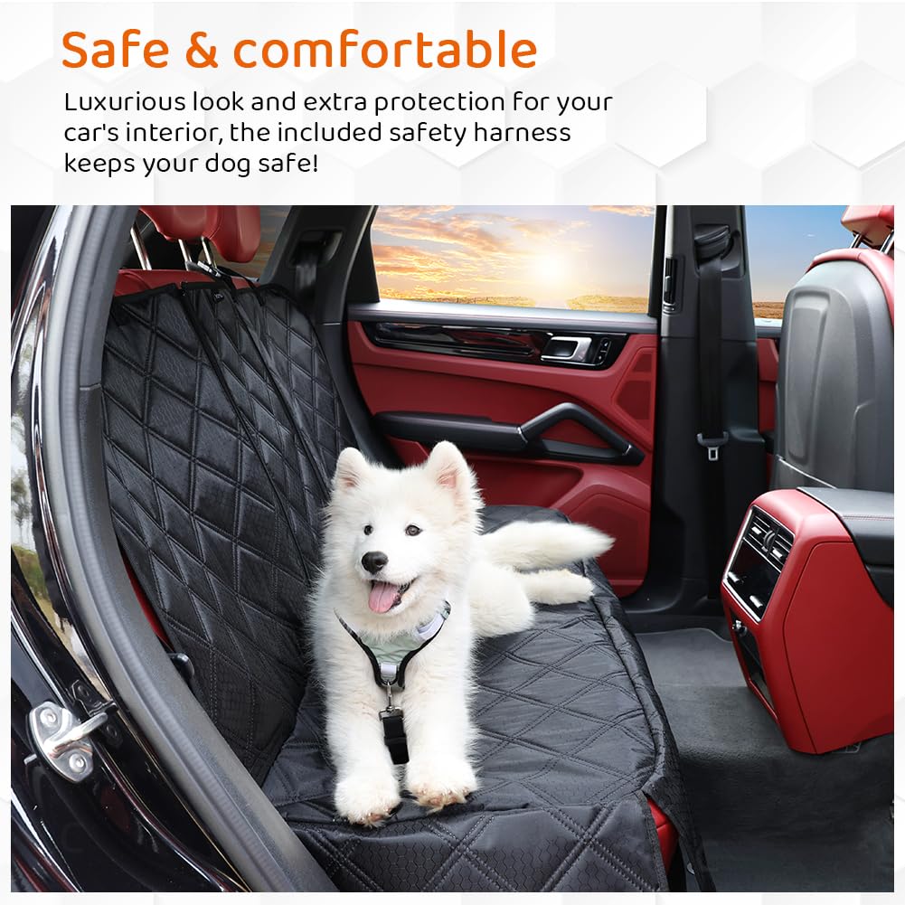 KYG Dog Car Seat Cover Premium Nonslip Back Seat Cover for Dogs Scratch Proof Waterproof Rear Seat Covers for Dogs Isofix-Compatible for Most Medium and Large Cars and SUVs (58x45x135 cm)