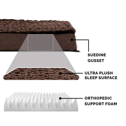 FurHaven Pet Dog Bed | Deluxe Orthopedic Ultra Plush Mattress Pet Bed for Dogs & Cats, Chocolate, Medium