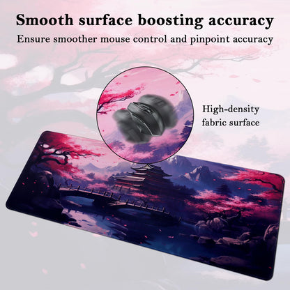 Yimomoyi Non Slip Mouse Pad, 80 x 30cm Mouse Mat Extended, Gaming Mousepad Waterproof, Desk Mat with Rubber Base, Desk Pad Laptop for Office and Home (05-Sakura Mouse Pad)