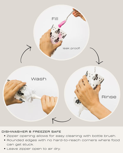 Hippypotamus Reusable Baby Food Pouches for Toddlers - BPA Free Food Grade - Dishwasher & Freezer Safe - Baby Food Containers - Refillable Squeeze Pouch for Applesauce & Yogurt - 12 Pack (Rainbows)