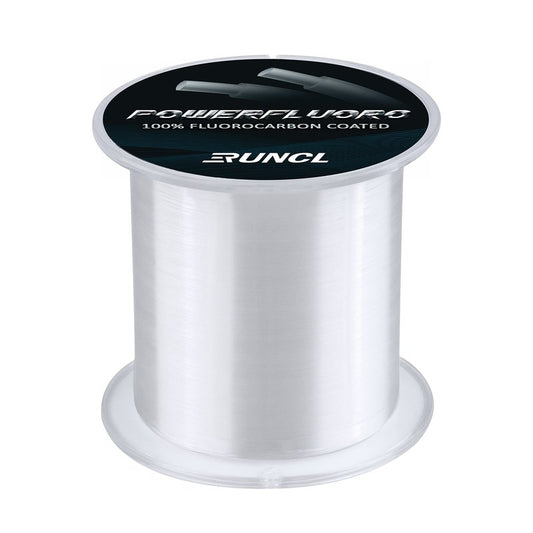 RUNCL PowerFluoro Fishing Line, 100% Fluorocarbon Coated Fishing Line, Hybrid Line - Virtually Invisible, Faster Sinking, Low Stretch, Extra Sensitivity, Abrasion Resistance (300Yds, 20LB(9.1kgs))