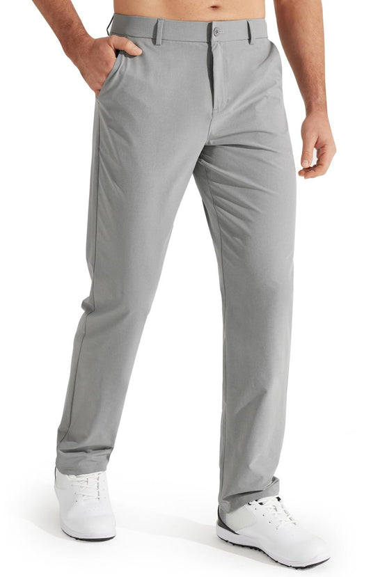Libin Mens Golf Pants Stretch Work Dress Pants 30" Quick Dry Lightweight Business Casual Pant for Men Comfy Water Resistant, Light Grey, 38W x 30L