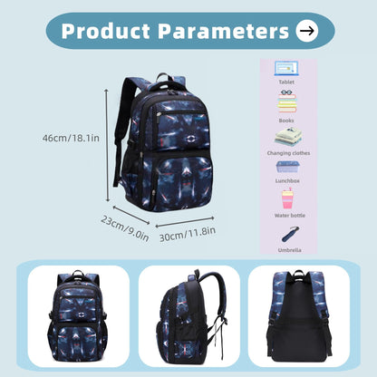 Galaxy-Print Backpack Rucksack for Boys Middle-School Elementary Bookbag