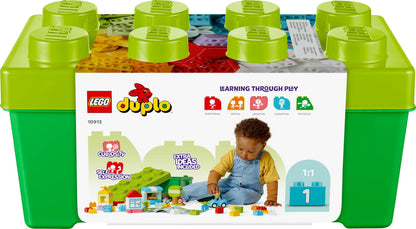 LEGO DUPLO Brick Box - Educational Stacking Toys for 1+ Year Old Boys & Girls - incl. Colourful Number Bricks, a Car & 2 Figures, plus Toy Storage - 10913