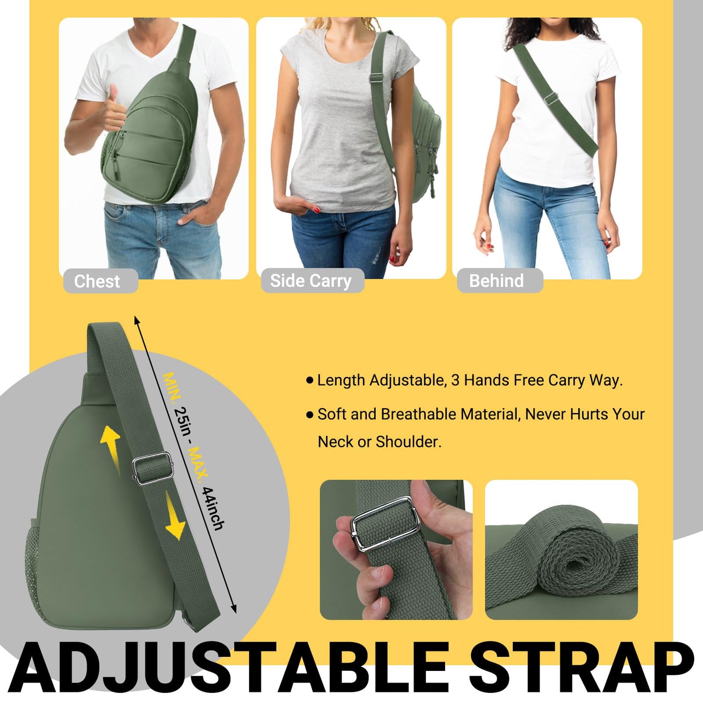 Tuwubi Crossbody Bags for Women, Sling Bag for Men, Small Hiking Backpack Anti Theft Lightweight for Outdoors Travel (M, Black)