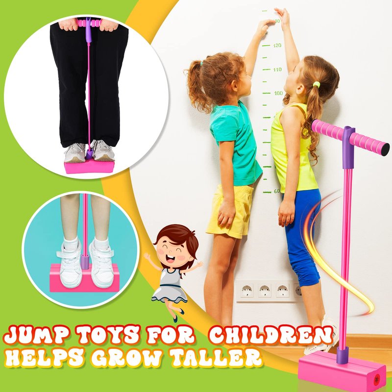 Jerify 3 Pcs Pogo Stick Foam Jumper Toy Foam Pogo Fun and Safe Jumping Stick for Kids Ages 3 and up Outdoor Indoor Toys Gift for Christmas, Makes Squeaky Sounds with Each Hop, Supports up to 250lbs