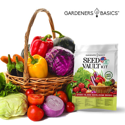 Gardeners Basics Survival Vegetable Seeds Garden Kit Over 16,000 Seeds Non-GMO and Heirloom, Great for Emergency Bugout Survival Gear 35 Varieties Seeds for Planting Vegetables 35 Free Plant Markers