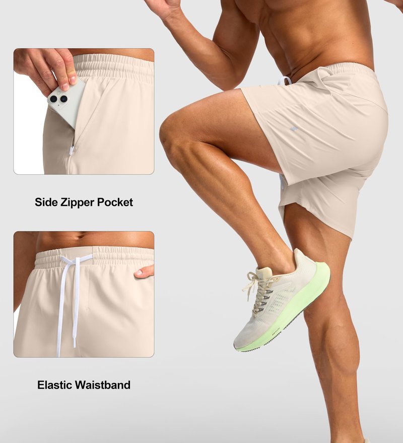 Soothfeel Men's Athletic Running Shorts with Zipper Pocket 5/7 Inch Quick Dry Tennis Shorts Gym Workout Shorts for Men