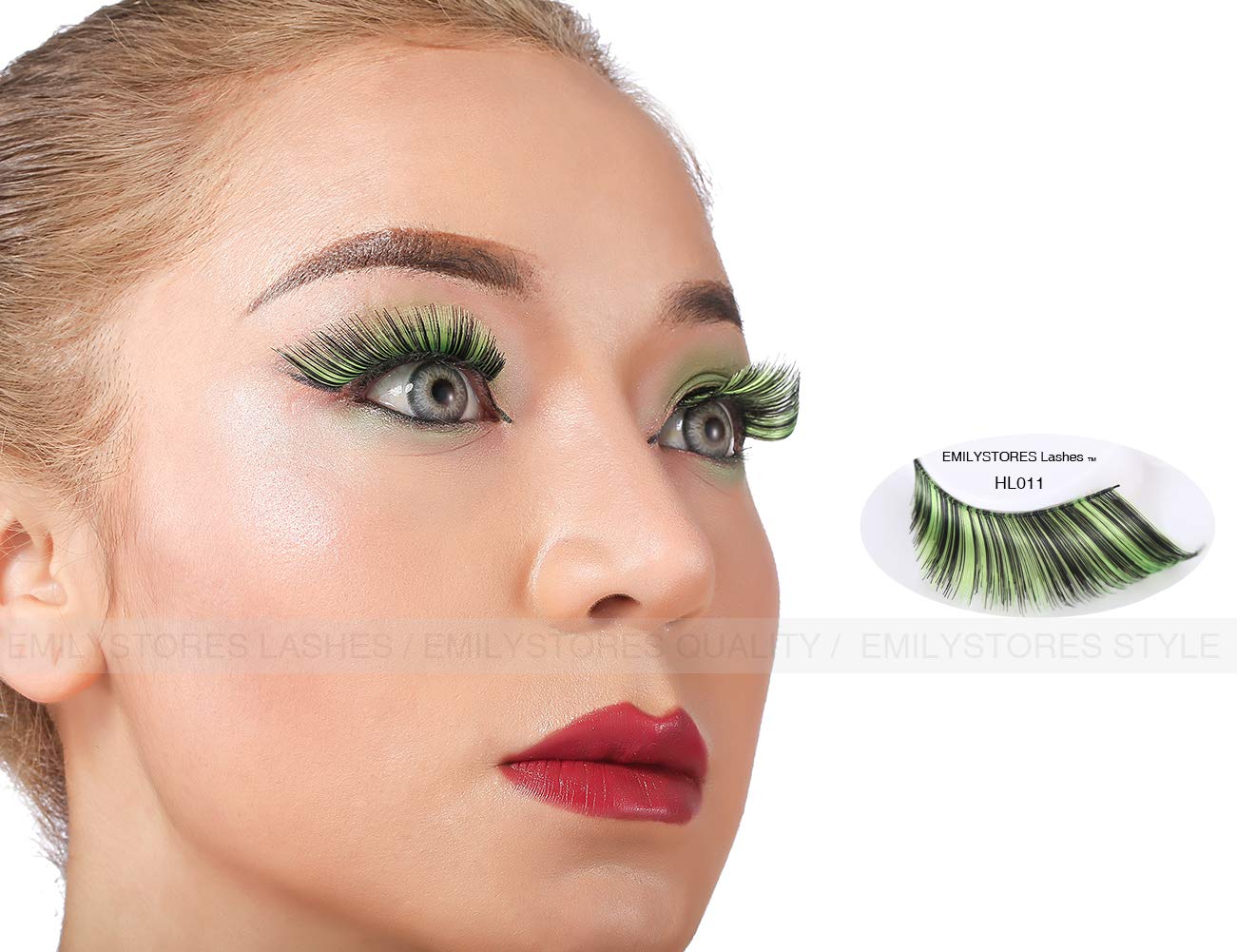 EMILYSTORES Green Fortune Teller Costume Halloween Eye Lashes For Party Looking1 Pairs