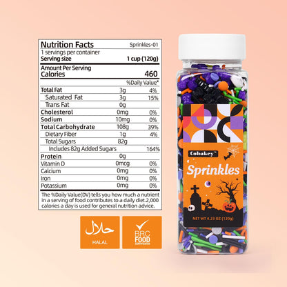 Edible Halloween Sprinkles for Cake Decorations 4.2oz Tombstone Sprinkles for Cupcake Topper, Ghosts Bat Cupcake Toppers Ice Cream, Candy, Cookie Perfect for Dessert Decoration